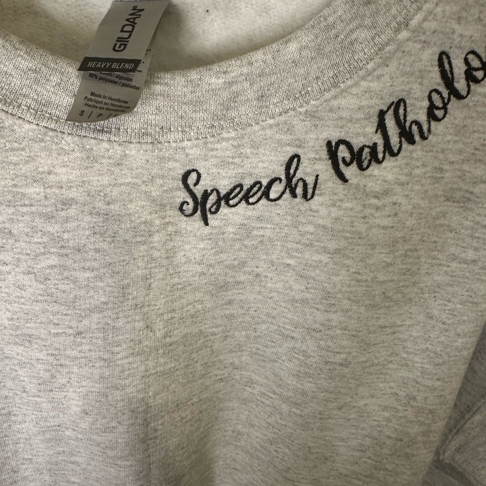 New Sample Gray Sweatshirt embroidered with Speech Pathologist Small